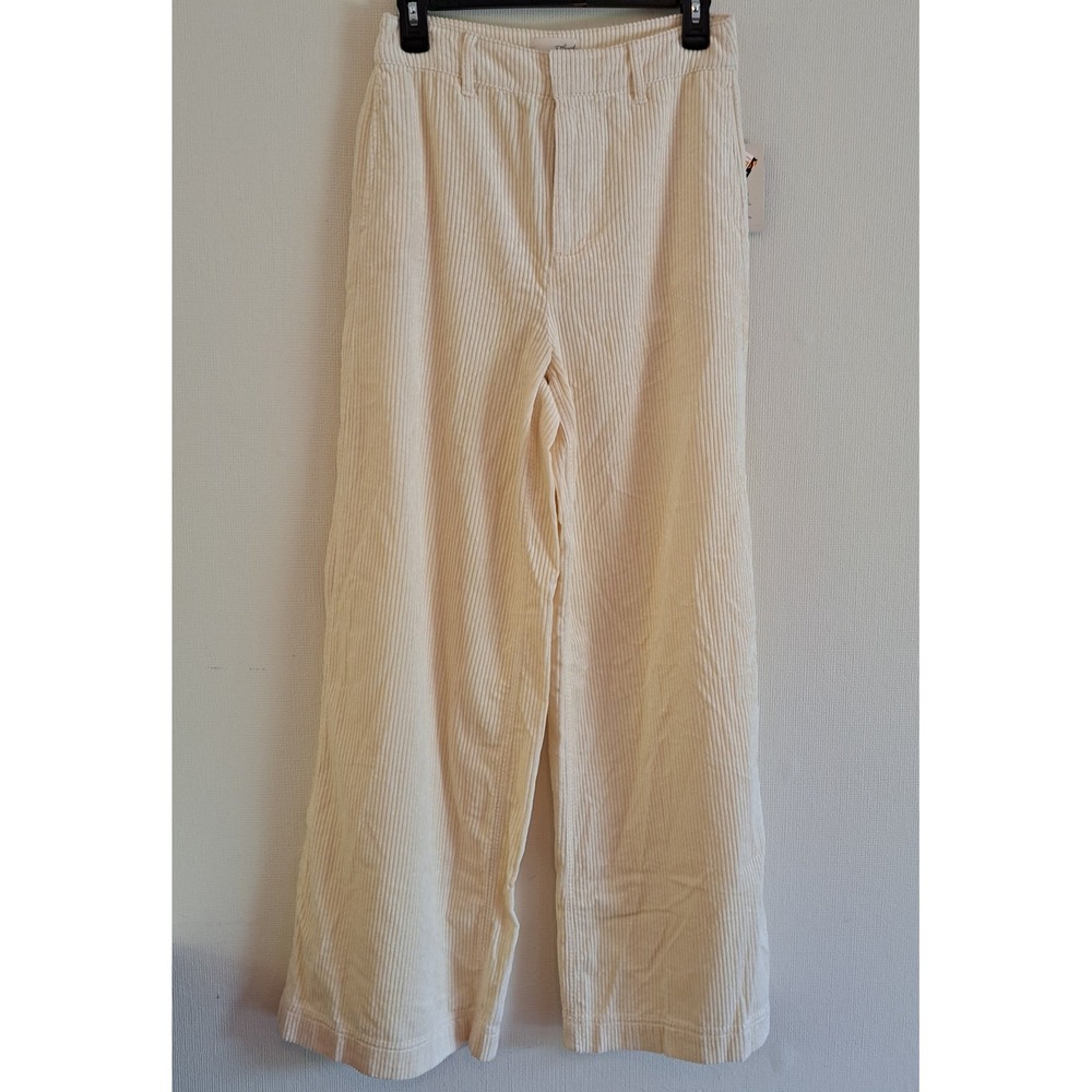 Universal Thread Corduroy Pants Womens 4 Cream‎ NEW Wide Leg High Rise